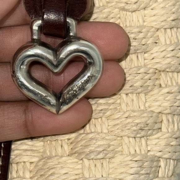 Brighton Woven and Leather Shoulder Bag With Heart Pendant And Floral Accent - Picture 4 of 7